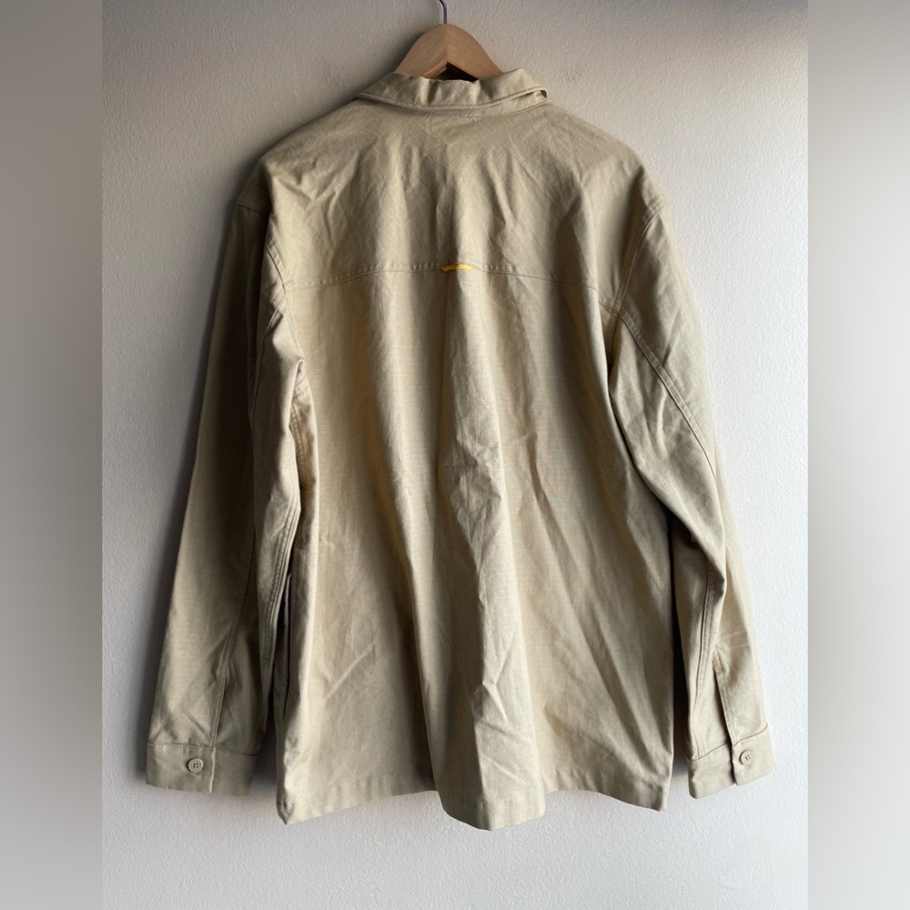 New North Face Men Button Up Thick Shirt Tan Brown Jacket Size Large - Picture 7 of 16